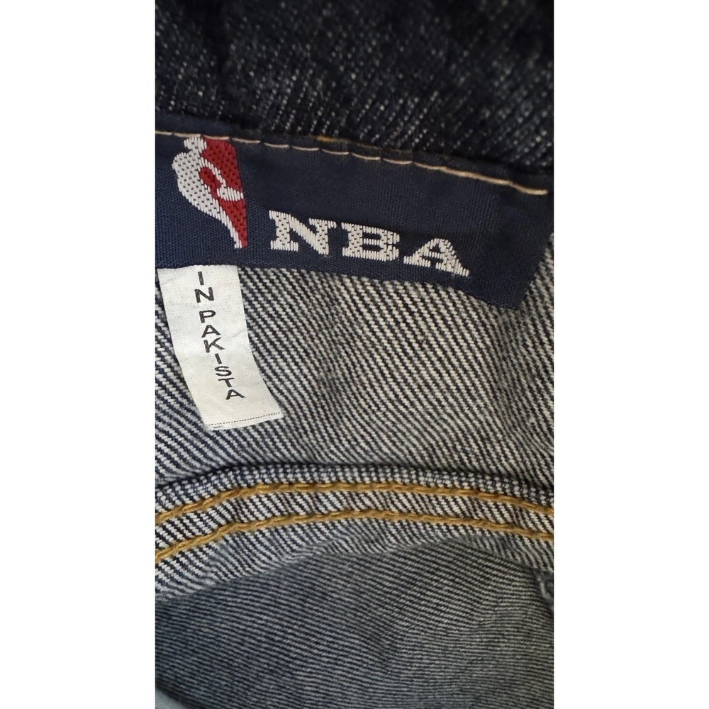 Vtg UNK NBA Teams Embroidered Patches Denim Jeans Mens Streetwear Hip Hop 32x31 - Picture 8 of 12